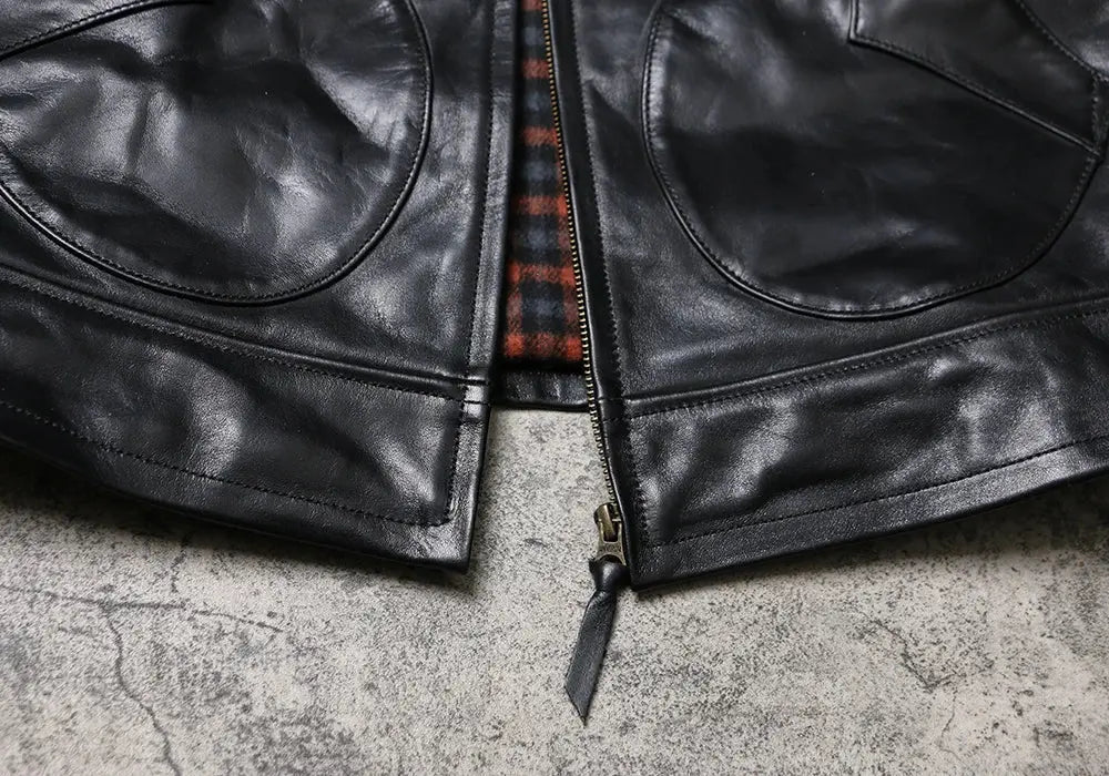 Tailor Brando Full Grain Batik Vegetable Tanned Horsehide American Vintage Mendoza Men's Short Genuine Leather Biker Jacket Tailor Brando