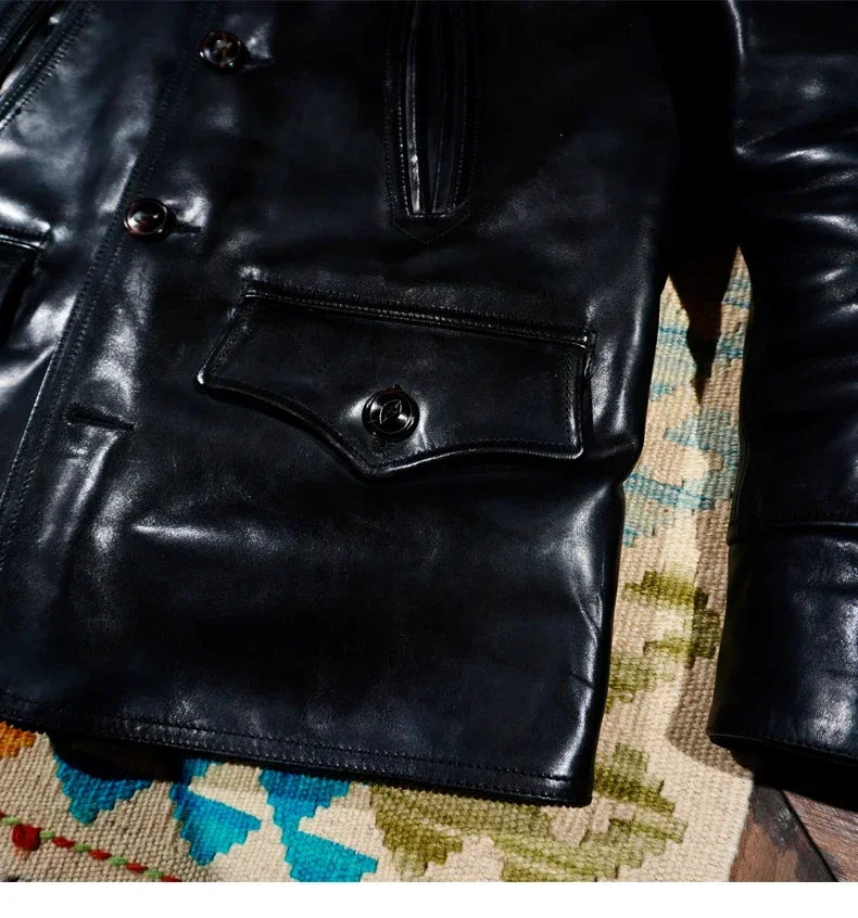 Tailor Brando Replica The R*al McCoy'* Farmer Italian Batik Horsehide Men's American Retro Real Wool Collar Genuine Leather Jack
