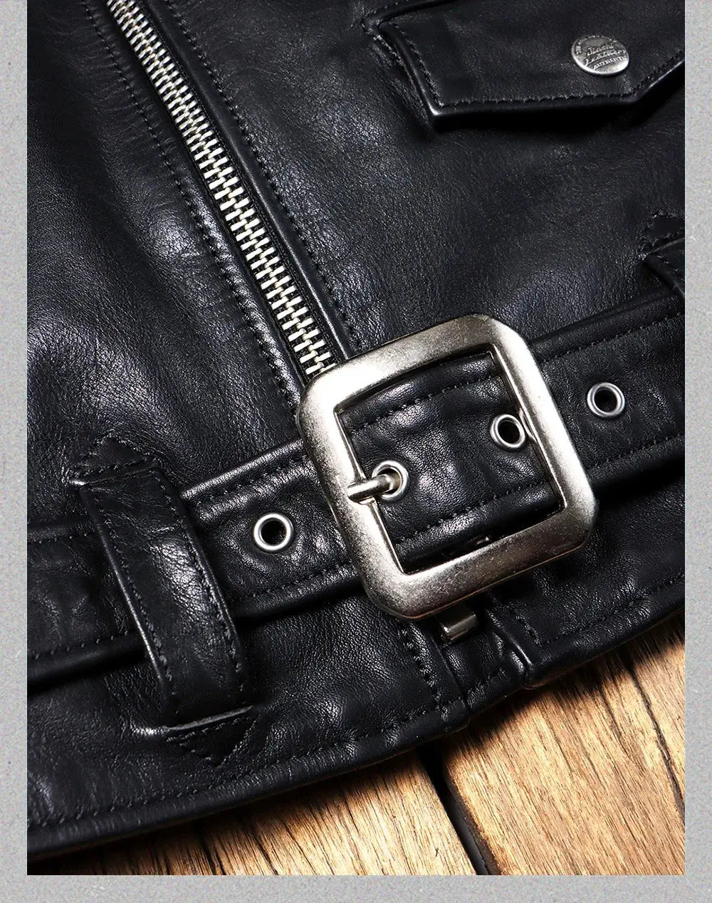 Tailor Brando Italy Heavy Washed Full Grain Cowhide 613 Double Rider Men's Short Leather Biker Leather Jacket Tailor Brando
