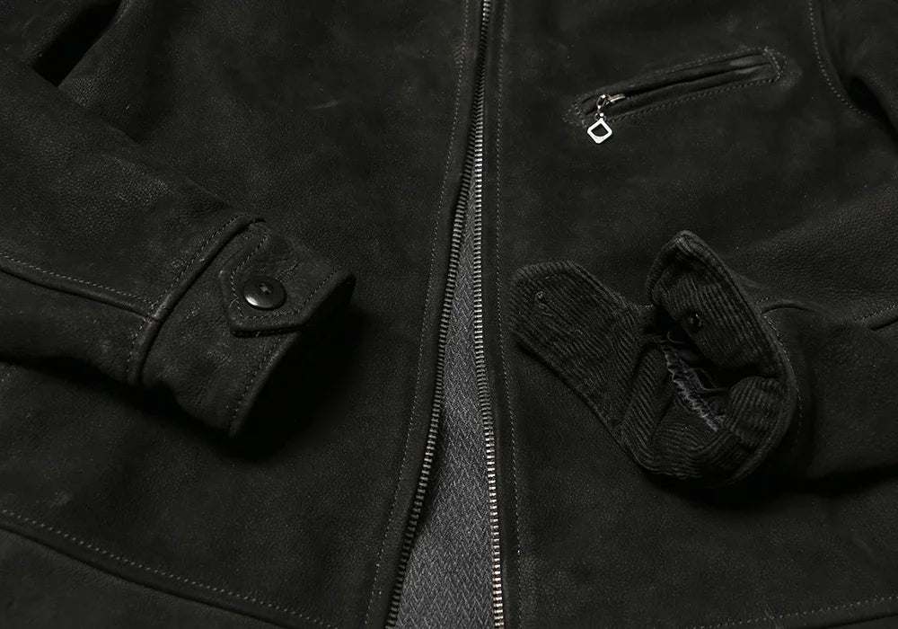 1930 Vintage Distressed Lapel Leather Jacket 1.6 Heavy Pound Brushed Cowhide Leather Jacket JS02 Leather Biker Jacket