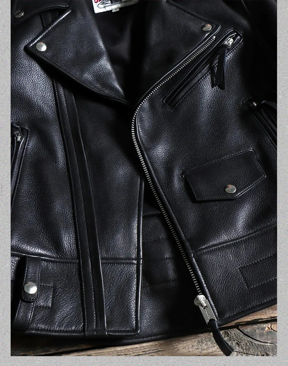 Tailor Brando Full Grain Vegetable Tanned Cowhide Double Rider Slim Fit Men's Genuine Leather Jacket Tailor Brando