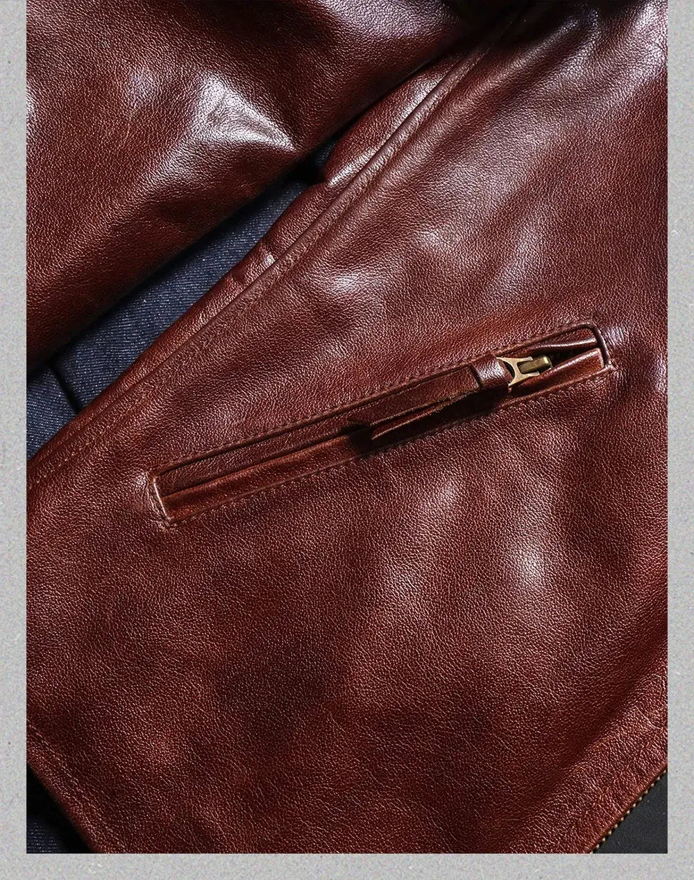 Tailor Brando Vegetable Tanned Goatskin Venom Classic Stand Collar American Vintage Genuine Leather Men's Biker Jacket Tailor Brando