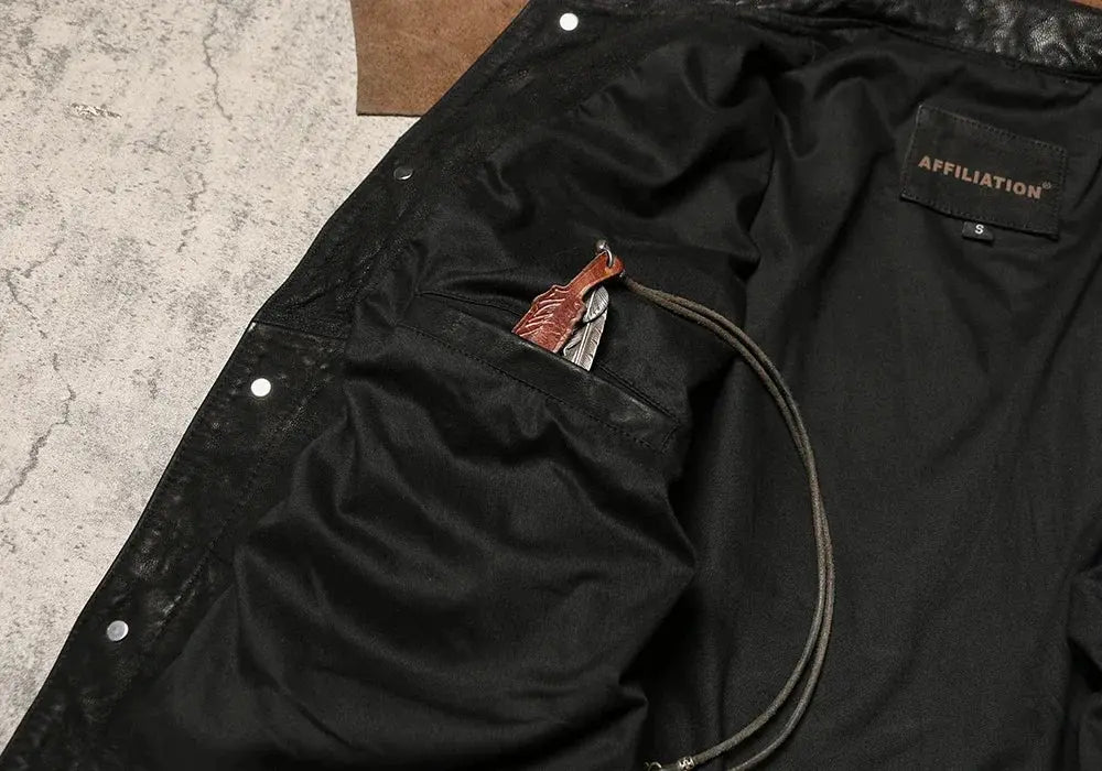 507 Oil Cashmere Goat Soft Leather Jacket for Men and Women, Slightly Wide Version Leather Jacket, Retro High Waisted Denim Tailor Brando