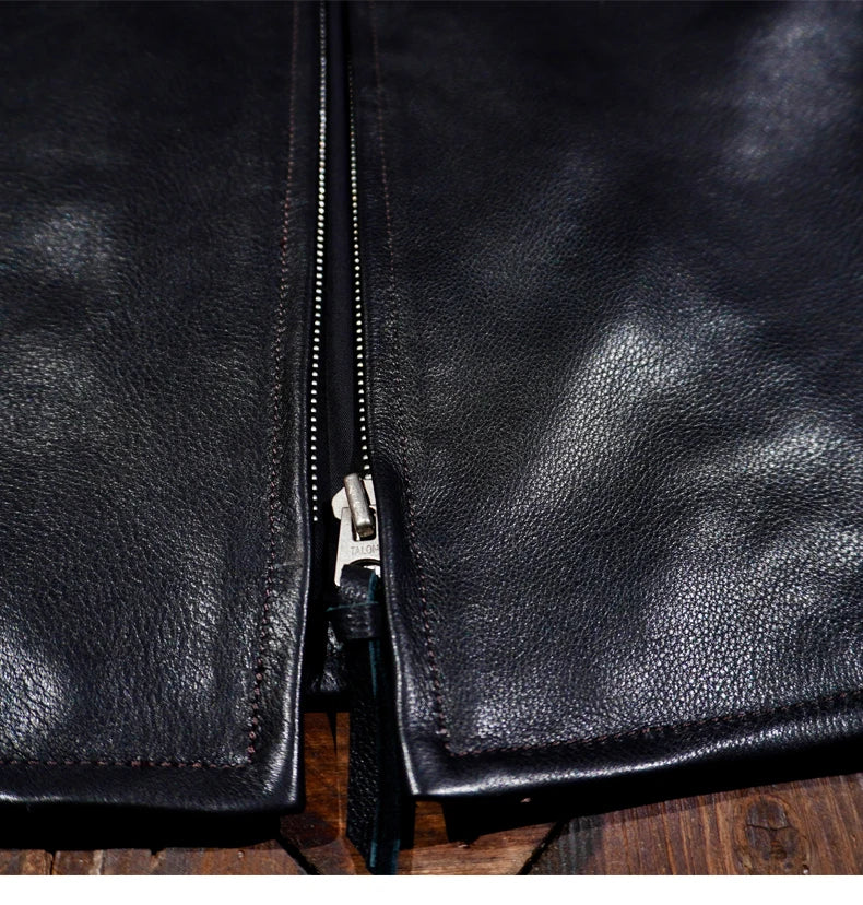 Tailor Brando Classic Replica BUCO J100 Italian Cowhide Leather Jacket Stand Collar American Retro Biker Genuine Leather Jacket