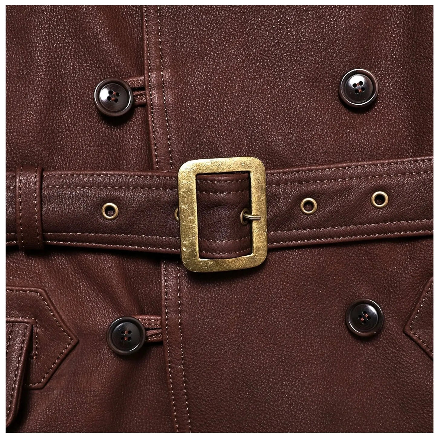 Tailor Brando American Retro Head Layer Cowhide Men's Rancher's Coat Mid-Length Genuine Leather Warm Safari Jacket Tailor Brando