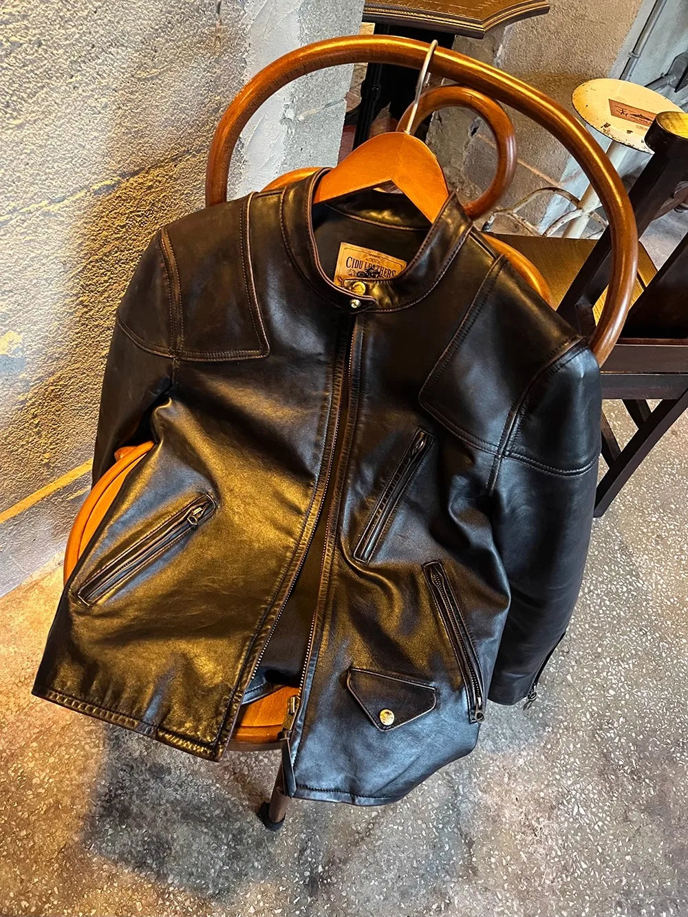 Tailor Brando Special Benefits! Tea Core Horsehide Venom Biker Jacket Men's Stand Collar Slim Classic Leather Jacket