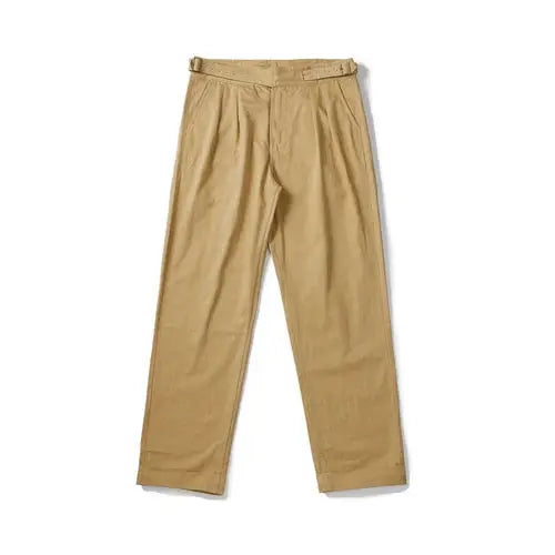 Tailor Brando American Vintage Khaki Workwear Gurkha Pants 270g Herringbone Pattern Washed Cotton Loose Straight Casual Pants Tailor Brando