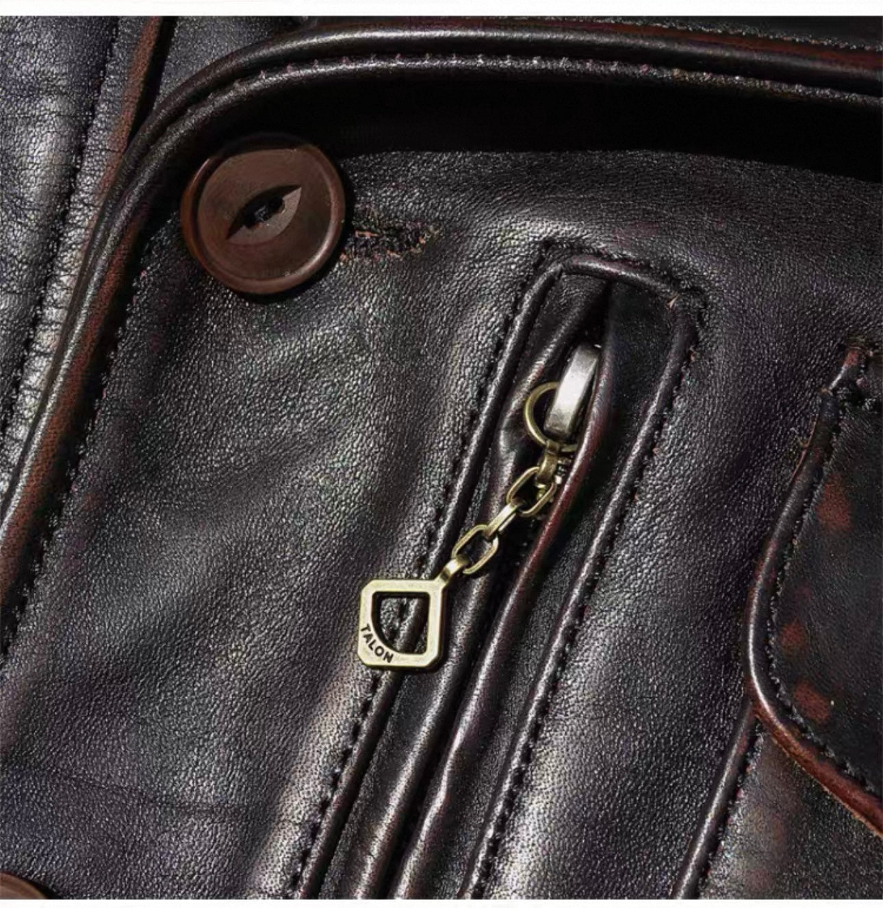 Tailor Brando Washed Old Tea Core Horse Leather 1940s Classic American Retro Lapel Men's Genuine Leather Jacket