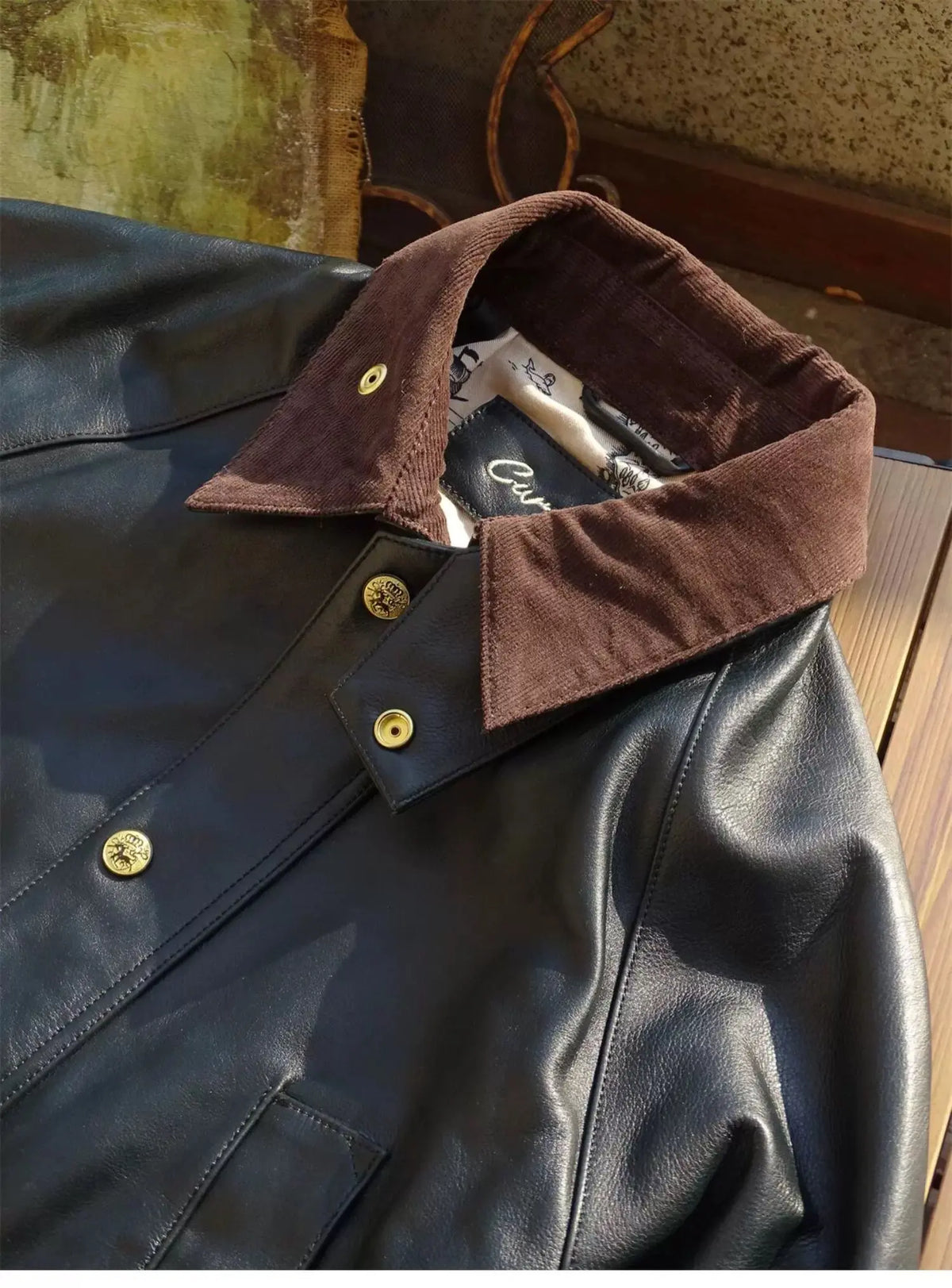 Tailor Brando Uncoated Brushed Cowhide British Vintage Safari Jacket Men's Classic Genuine Leather Jacket Tailor Brando