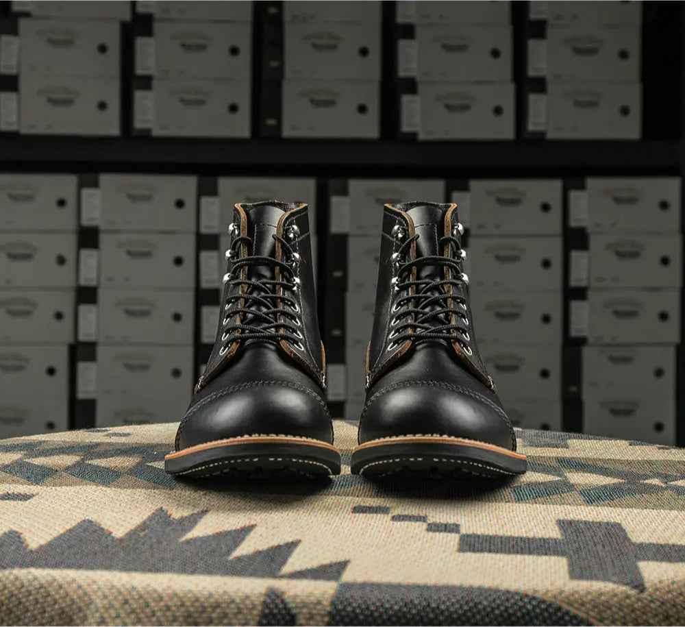 Italian Tea-core Cowhide Goodyear Work Boots Paratrooper Boots Tailor Brando
