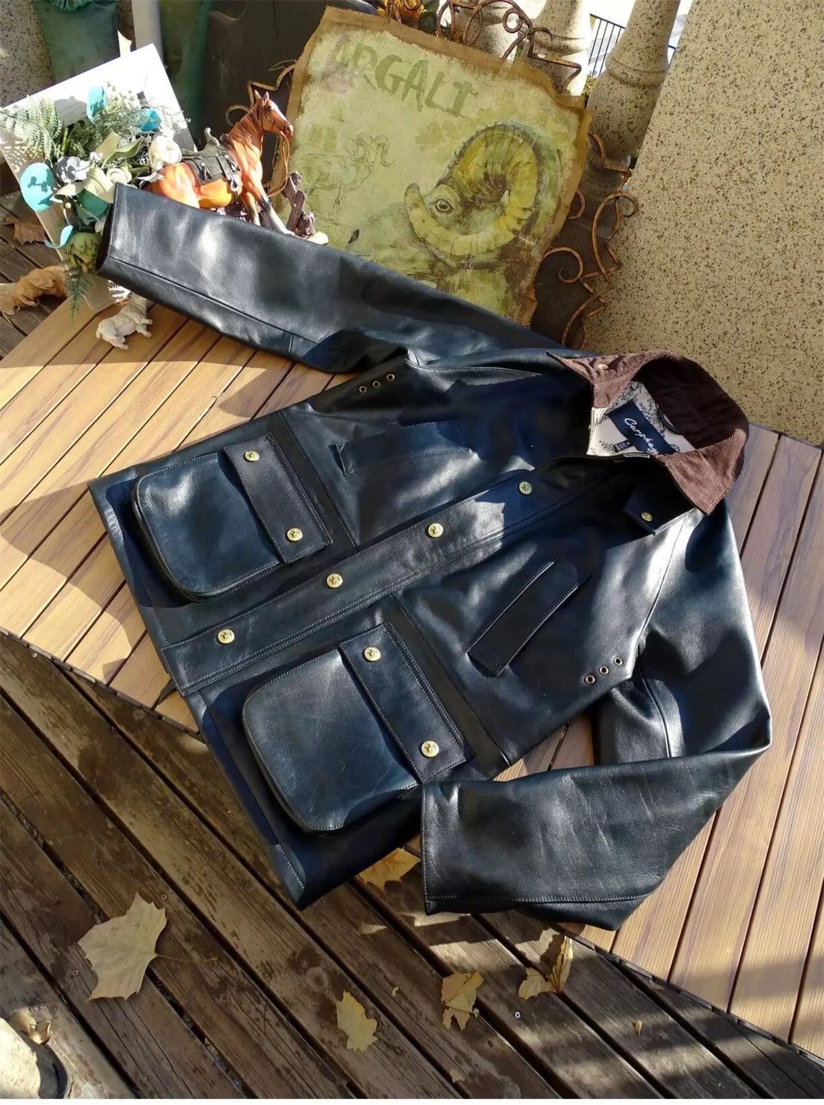 Tailor Brando Uncoated Brushed Cowhide British Vintage Safari Jacket Men's Classic Genuine Leather Jacket Tailor Brando