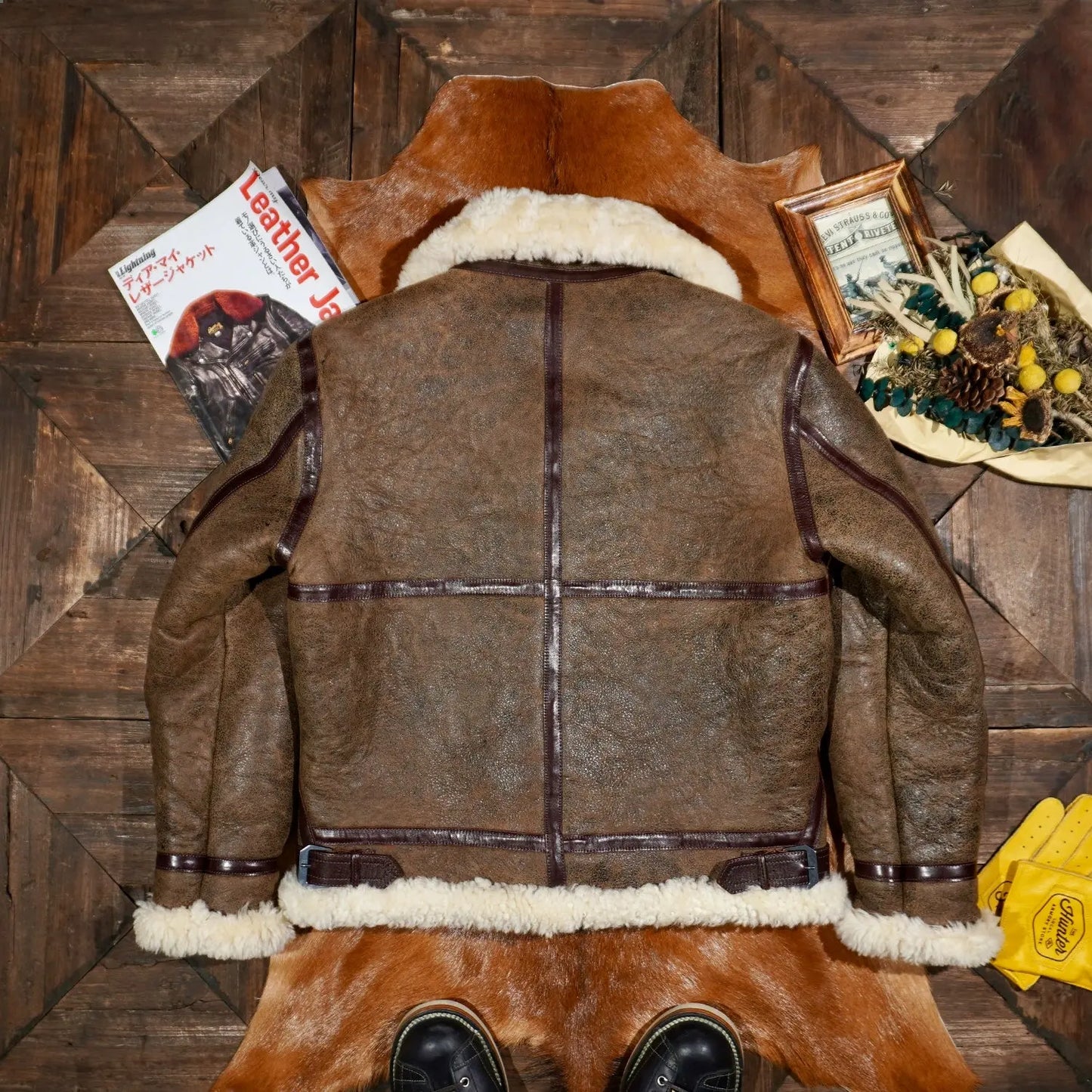 Tailor Brando Merino Shearling Classic B3 Men's Genuine Leather Warm Winter Bomber Jacket Tailor Brando