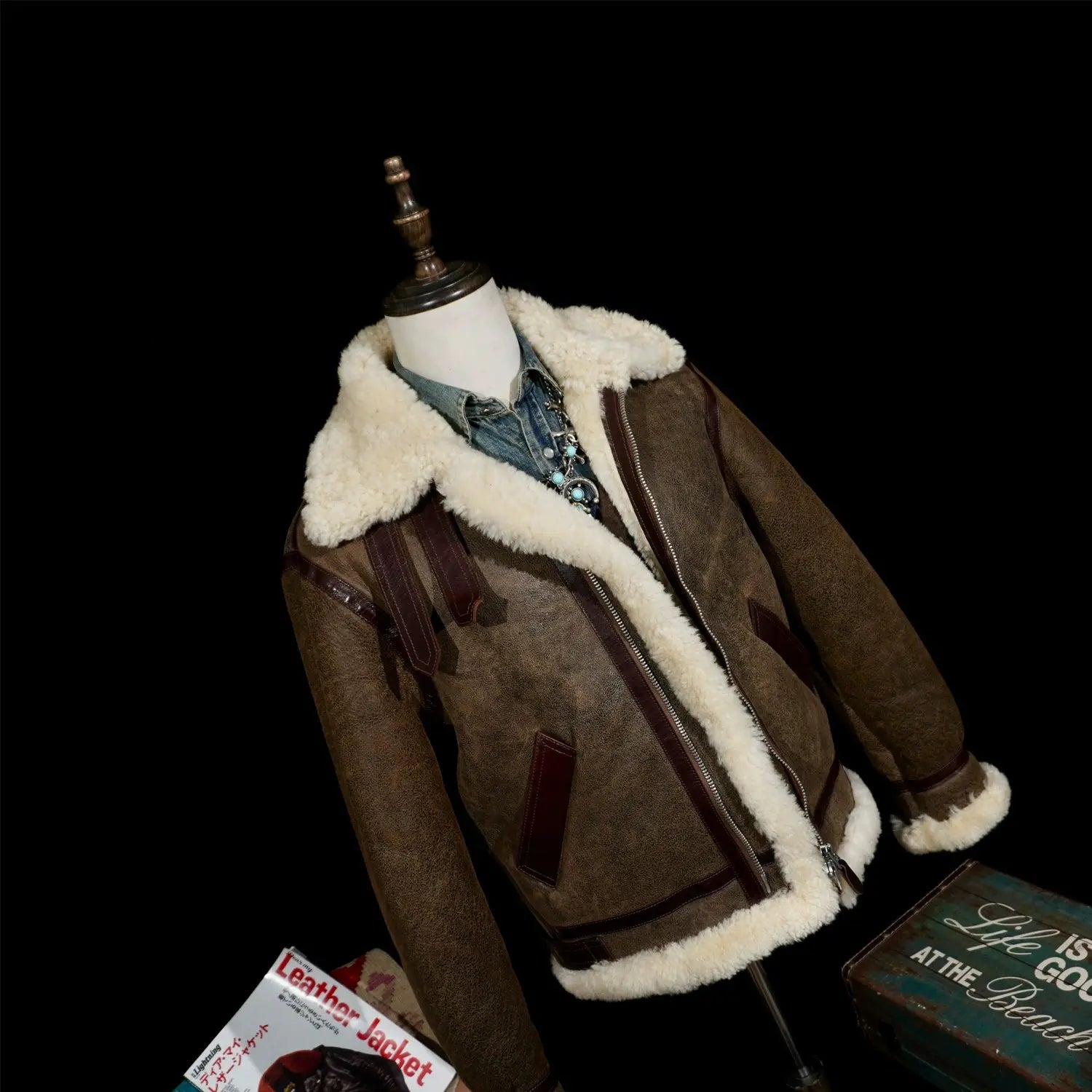 Tailor Brando Merino Shearling Classic B3 Men's Genuine Leather Warm Winter Bomber Jacket Tailor Brando