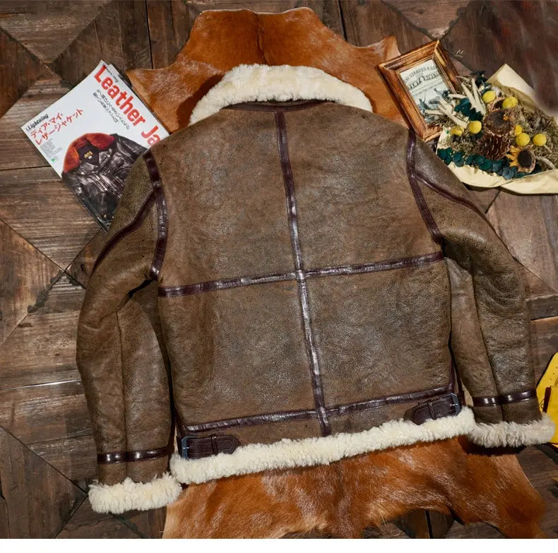 Tailor Brando Merino Shearling Classic B3 Men's Genuine Leather Warm Winter Bomber Jacket Tailor Brando