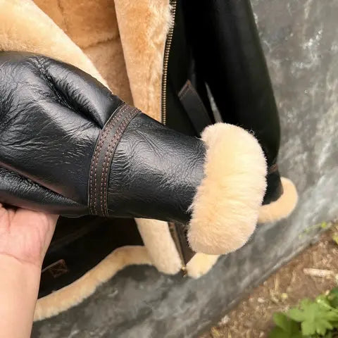Tailor Brando New Zealand Sheep Shearling Men's Genuine Leather Bomber Jacket Tailor Brando