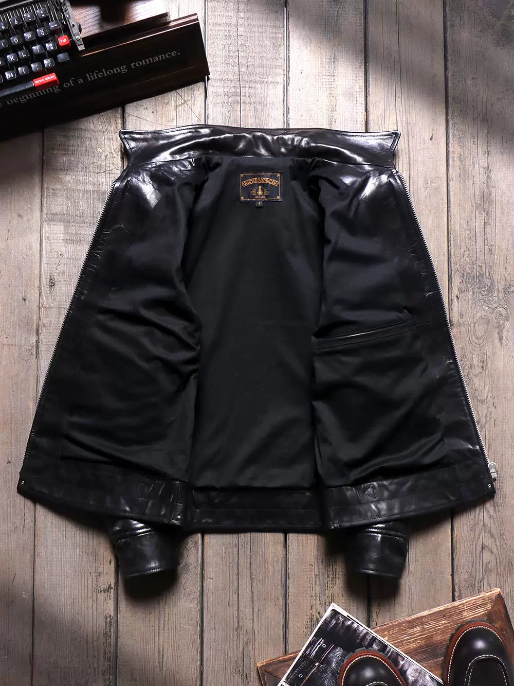 Tailor Brando Mulholland Drive 1.5mm Vegetable-Tanned Horsehide 1930 Men's Genuine Leather Motorcycle Jacket