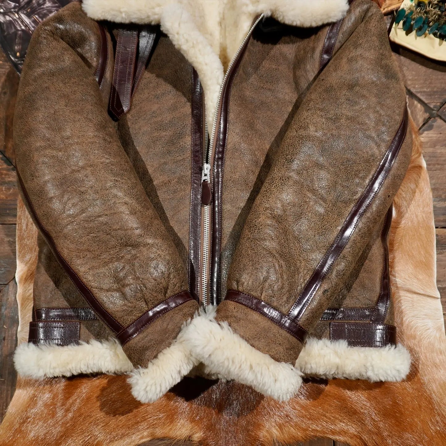Tailor Brando Merino Shearling Classic B3 Men's Genuine Leather Warm Winter Bomber Jacket Tailor Brando