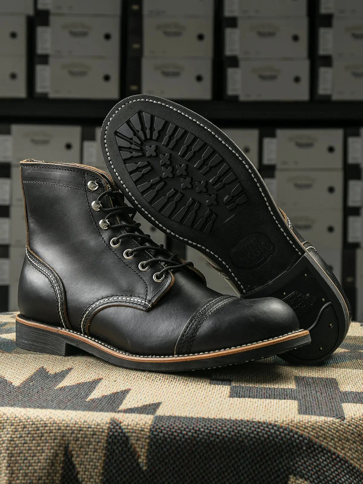 Italian Tea-core Cowhide Goodyear Work Boots Paratrooper Boots Tailor Brando