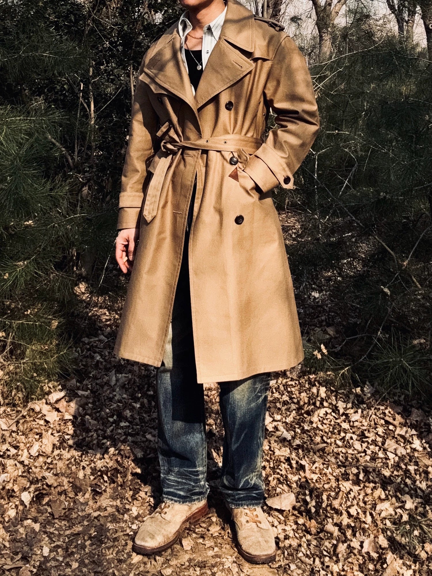 Tailor Brando Heavy Rip-proof Bushcloth British Cavalry Coat Mid-length Trench Coat Tailor Brando