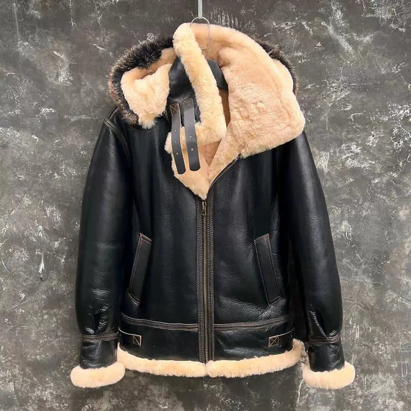 Tailor Brando New Zealand Sheep Shearling Men's Genuine Leather Bomber Jacket Tailor Brando