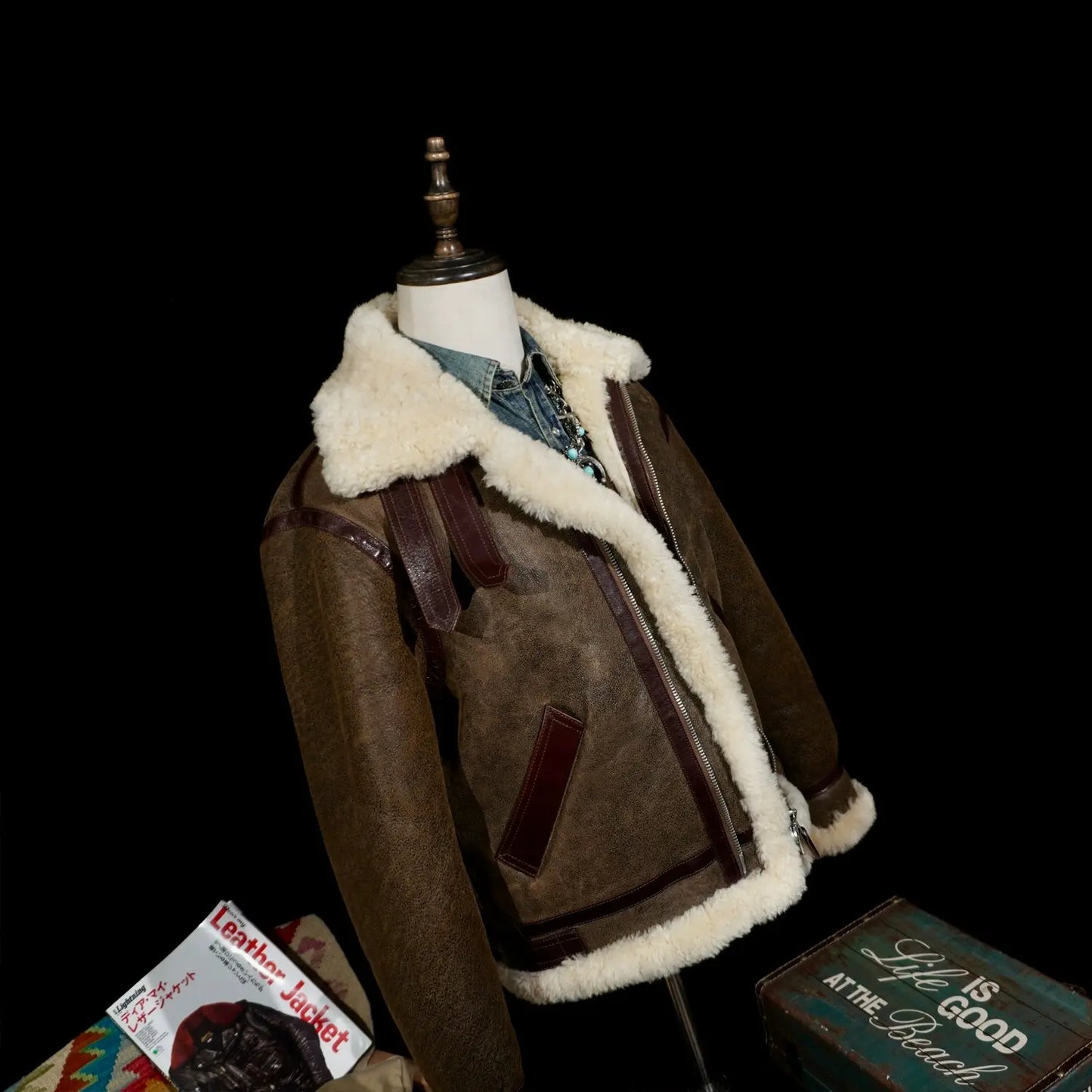 Tailor Brando Merino Shearling Classic B3 Men's Genuine Leather Warm Winter Bomber Jacket Tailor Brando