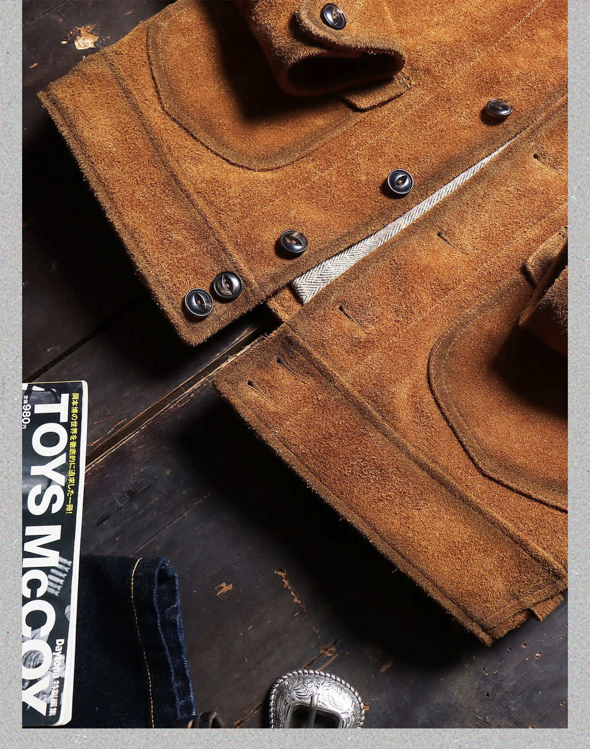 Tailor Brando 1920s Suede Cowhide Men's Lapal Collar Retro Genuine Leahter Jacket Tailor Brando
