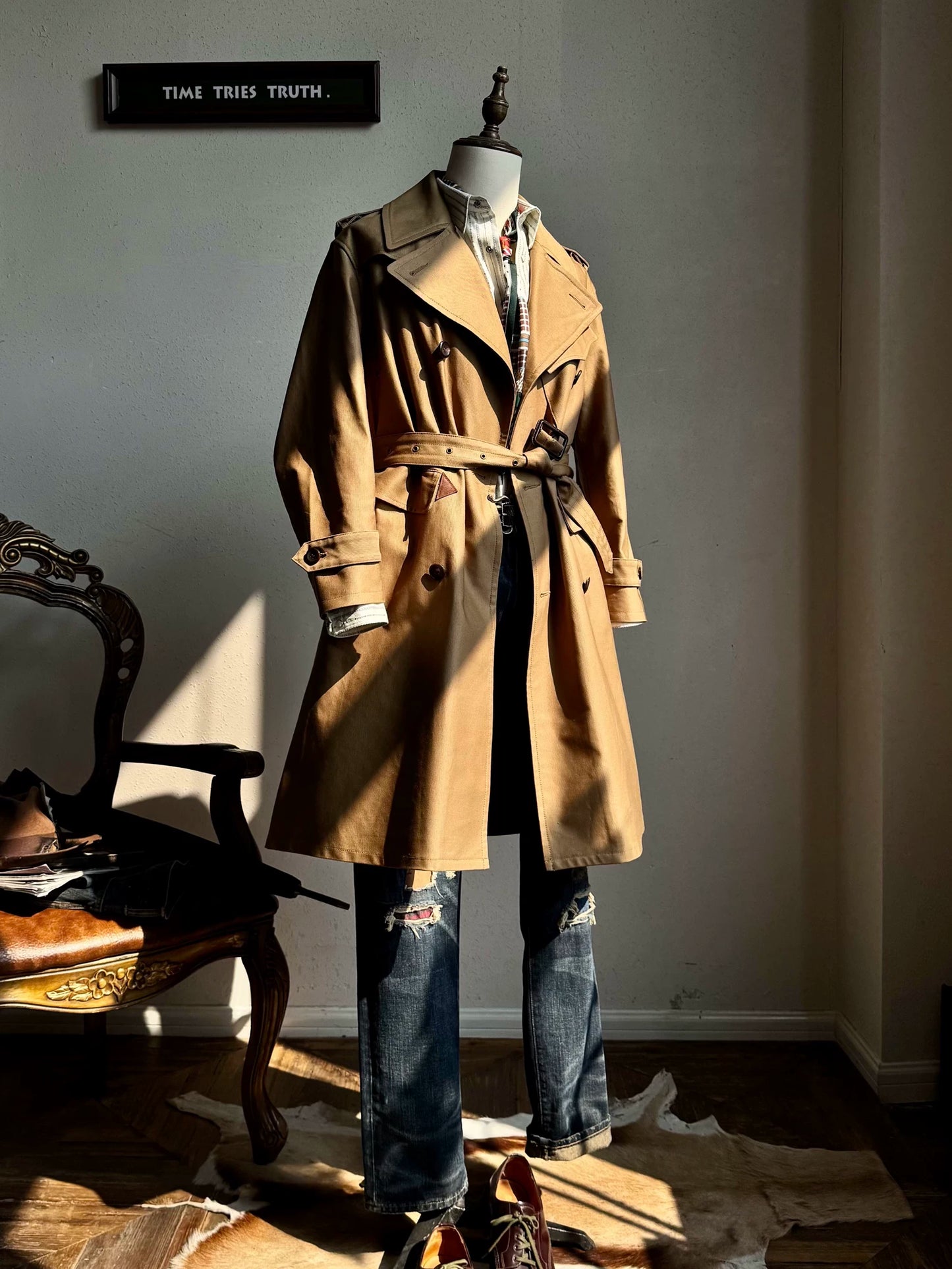Tailor Brando Heavy Rip-proof Bushcloth British Cavalry Coat Mid-length Trench Coat Tailor Brando