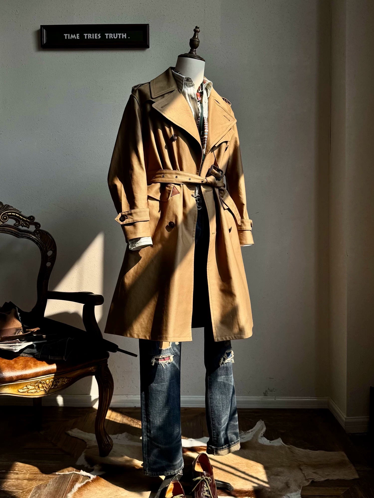 Tailor Brando Heavy Rip-proof Bushcloth British Cavalry Coat Mid-length Trench Coat Tailor Brando