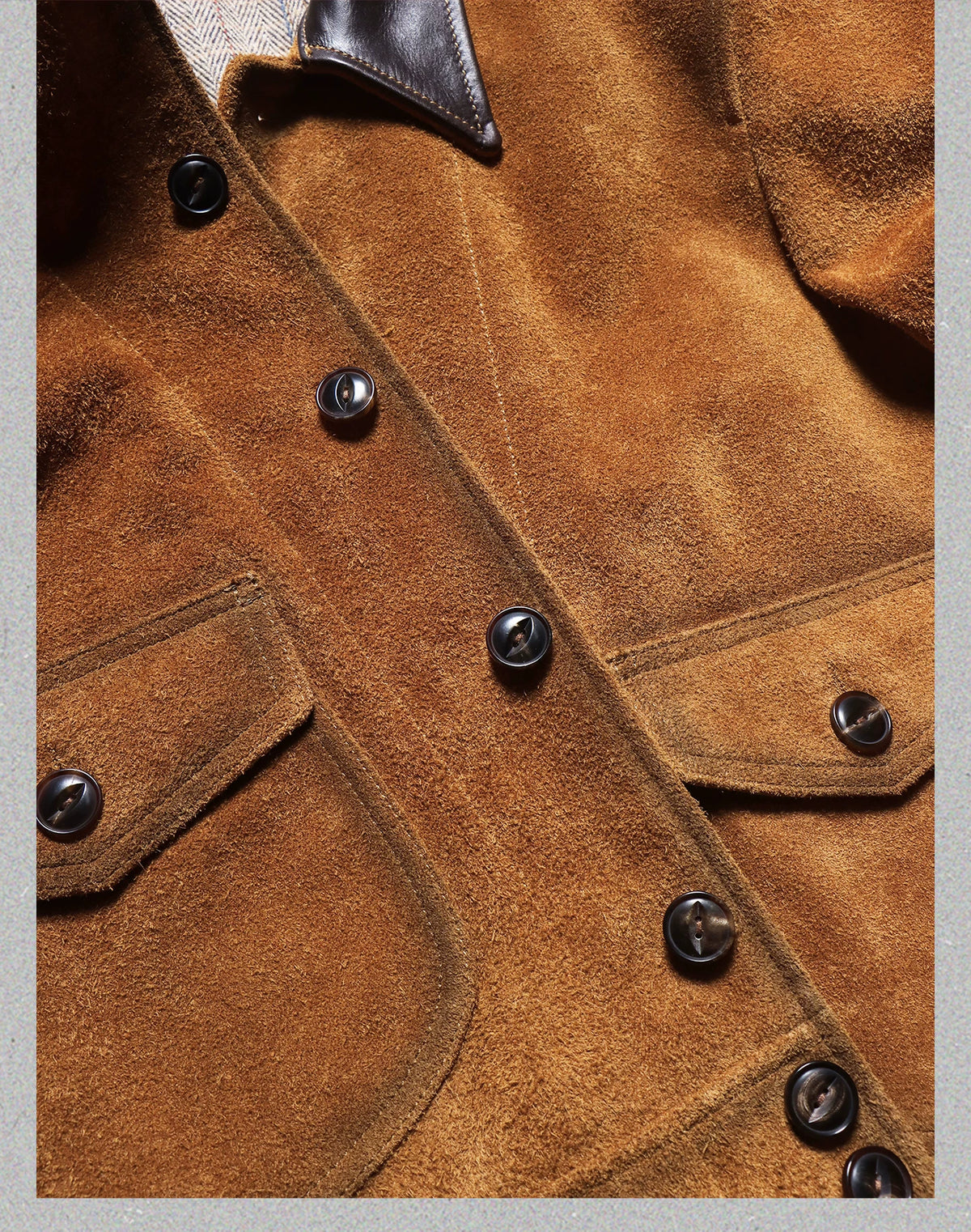 Tailor Brando 1920s Suede Cowhide Men's Lapal Collar Retro Genuine Leahter Jacket Tailor Brando
