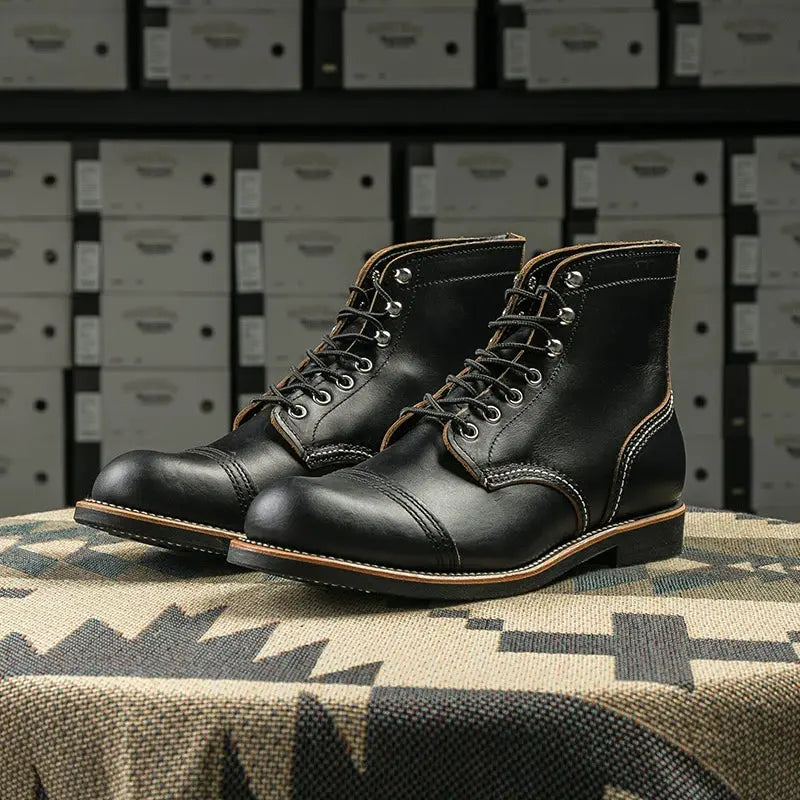 Italian Tea-core Cowhide Goodyear Work Boots Paratrooper Boots Tailor Brando