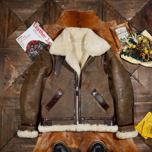Tailor Brando Merino Shearling Classic B3 Men's Genuine Leather Warm Winter Bomber Jacket Tailor Brando