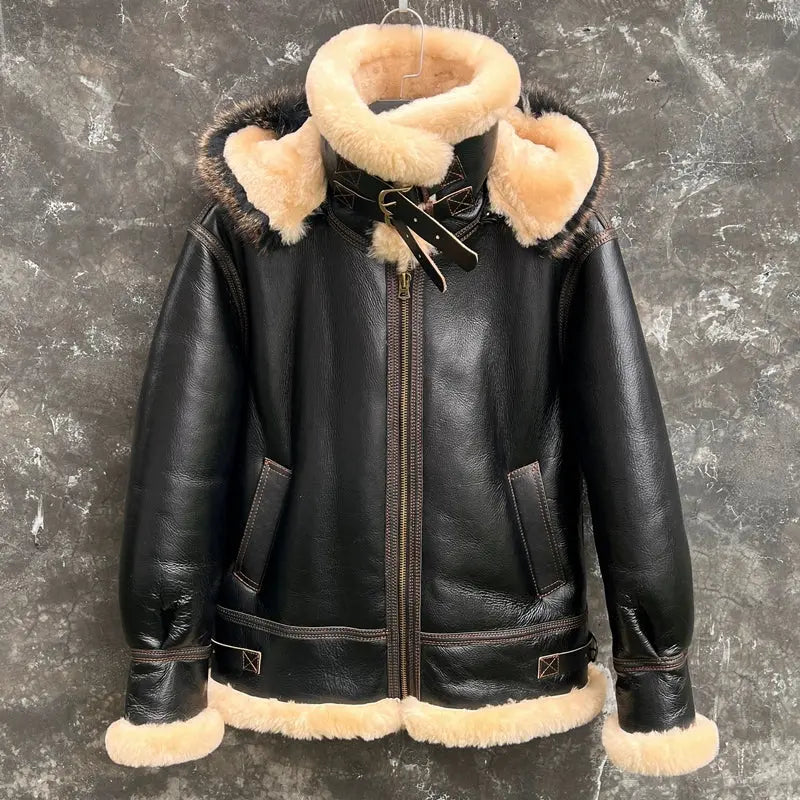 Tailor Brando New Zealand Sheep Shearling Men's Genuine Leather Bomber Jacket Tailor Brando