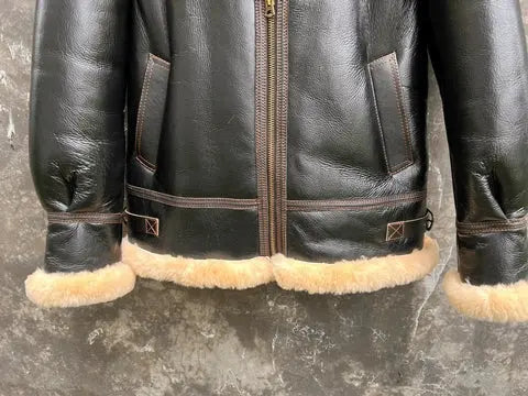 Tailor Brando New Zealand Sheep Shearling Men's Genuine Leather Bomber Jacket Tailor Brando