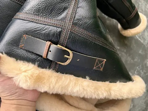 Tailor Brando New Zealand Sheep Shearling Men's Genuine Leather Bomber Jacket Tailor Brando