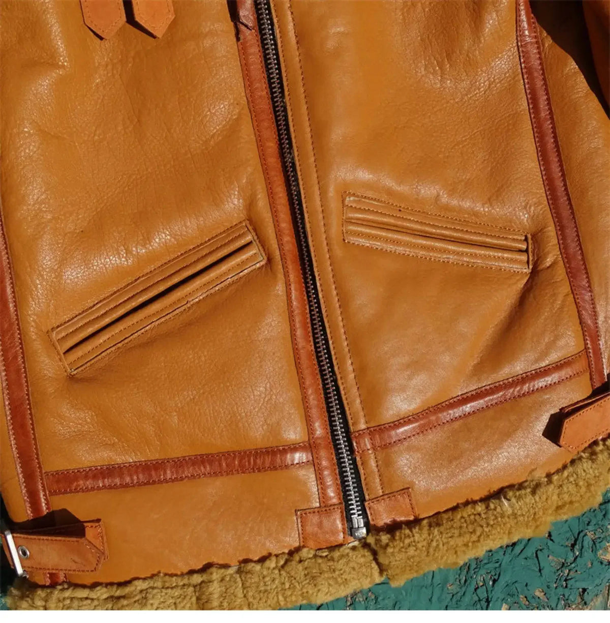 Tailor Brando Turkish Sheep Shearling Classic B3 Men's Retro Warm Winter Genuine Leather Bomber Jacket Tailor Brando