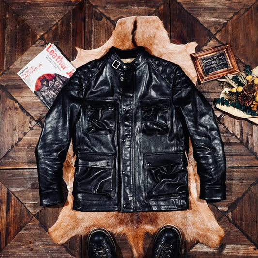 Tailor Brando Heavyweight Full-Grain Vegetable-Tanned Horsehide M65 Classic American Vintage Leather Safari Jacket Tailor Brando