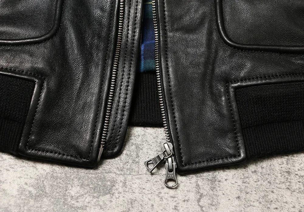 Genuine Leather A2 Leather Jacket Wax Dyed Unpainted Goat Skin Jacket for Men and Women's Racing, Same Style Flying Suit