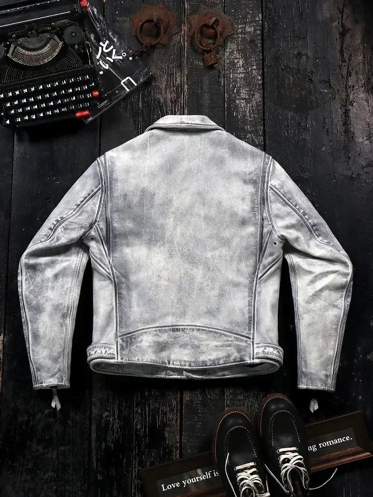 Tailor Brando 1.4mm Italian Full Grain Vegetable Tanned Calfskin Classic 613 Men's Vintage Genuine Leather Biker Jacket Tailor Brando