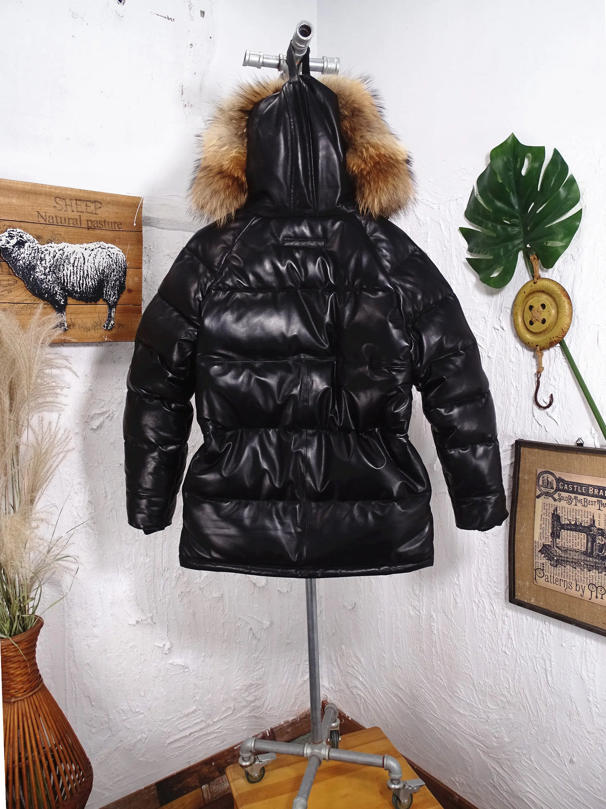 Tailor Brando French Sheepskin Classic N3B Vintage Men's Genuine Raccoon Fur Collar Down Jacket Tailor Brando