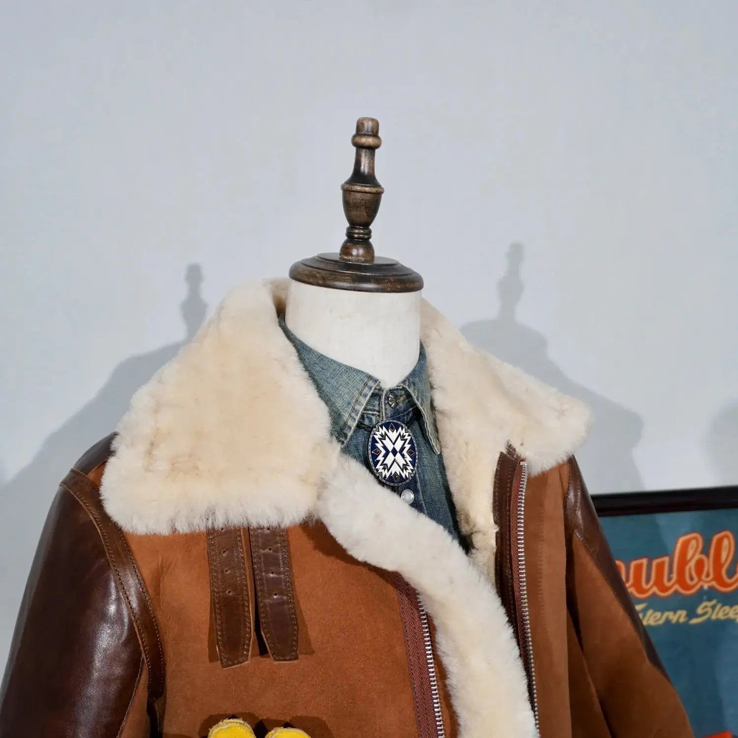 Tailor Brando New Zealand Sheep Shearling Classic Patton Style B3 Winter Warm Men's Genuine Fur Jacket Tailor Brando