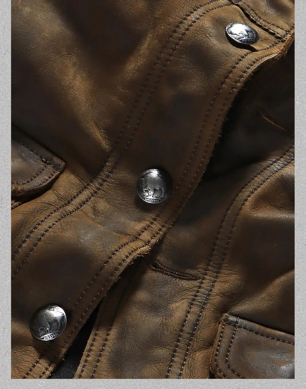 Tailor Brando Italian Uncoated Water-Based Distressed Cowhide Men's R*L Farmer's Genuine Leather Jacket Tailor Brando