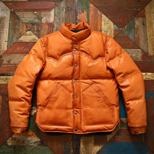 Tailor Brando Vegetable Tanned Sheepskin Classic White Dark Down Jacket Men's Retro Winter Warm Genuine Leather Down Jacket Tailor Brando