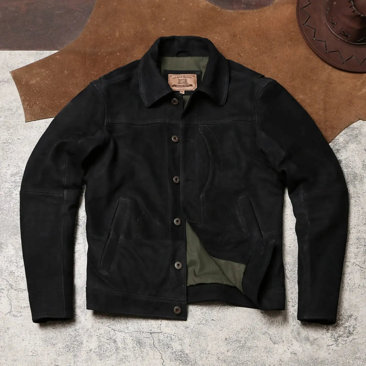 Tailor Brando Uncoated Brushed Goatskin Men's Vintage Classic Genuine Leather Jacket Tailor Brando