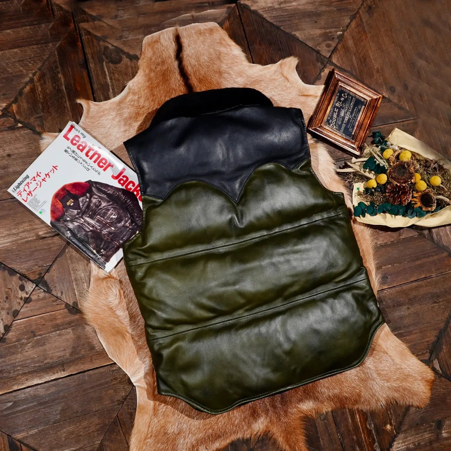 Tailor Brando Wash-Distressed Sheepskin Men's Classic Winter Warmth Genuine Leather Down Vest Tailor Brando