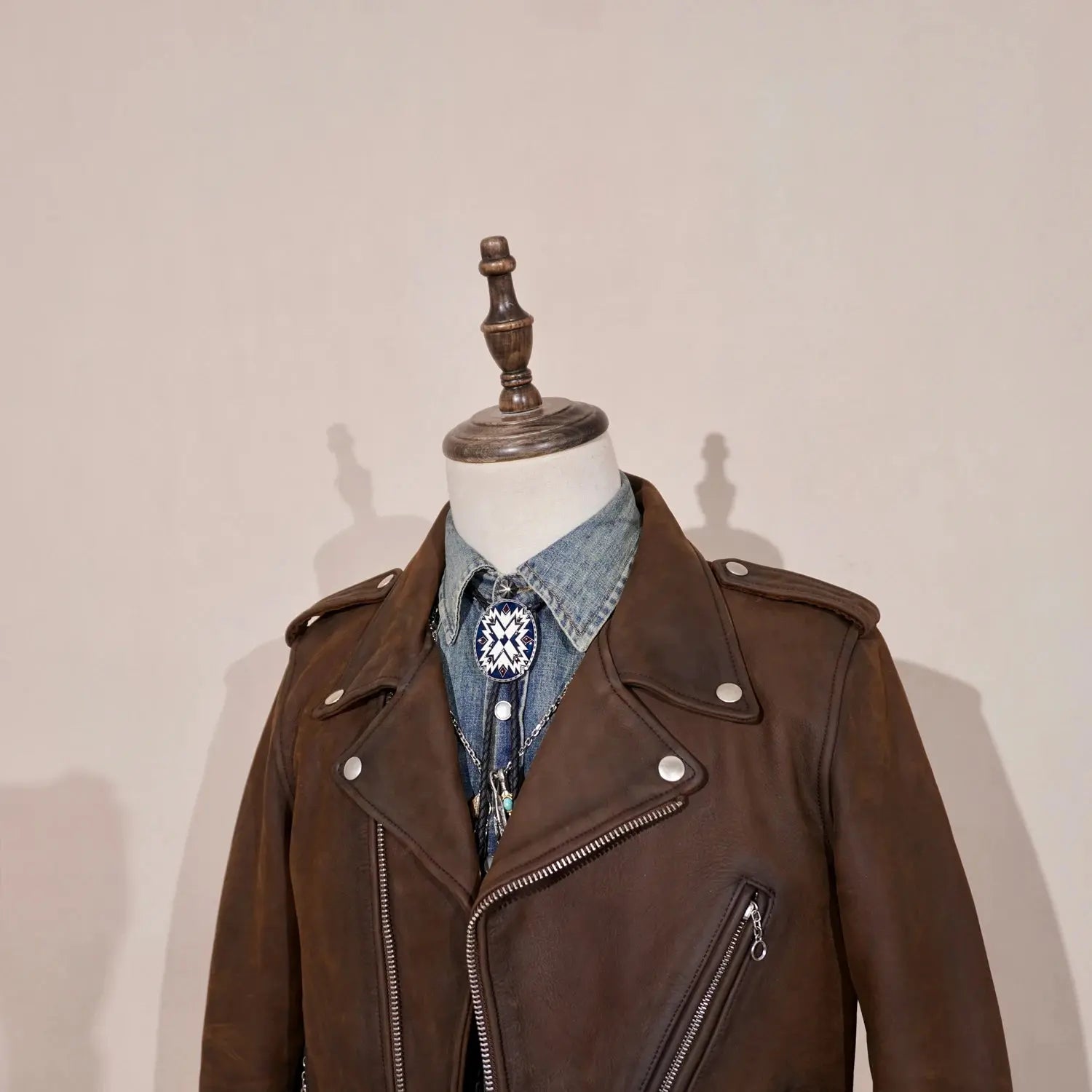 Tailor Brando Vegetable-Tanned Full-Grain Cowhide Heavyweight 2.0mm Washed Handaged 613 Men's Double Rider Leather Jacket Tailor Brando