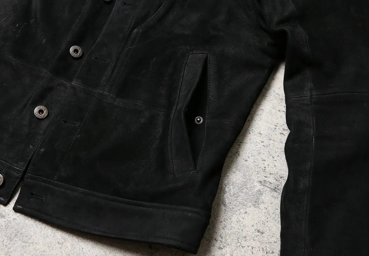 Tailor Brando Uncoated Brushed Goatskin Men's Vintage Classic Genuine Leather Jacket Tailor Brando