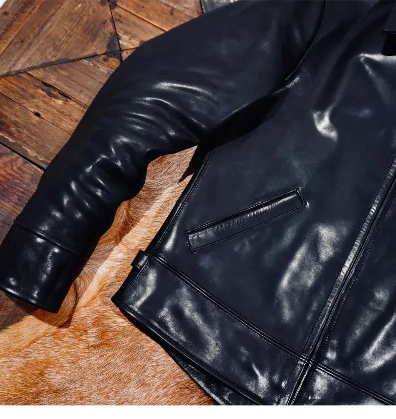 Tailor Brando American Vintage 1930s Full-Grain Vegetable-Tanned Horsehide Men's Genuine Leather Motorcycle Jacket Tailor Brando
