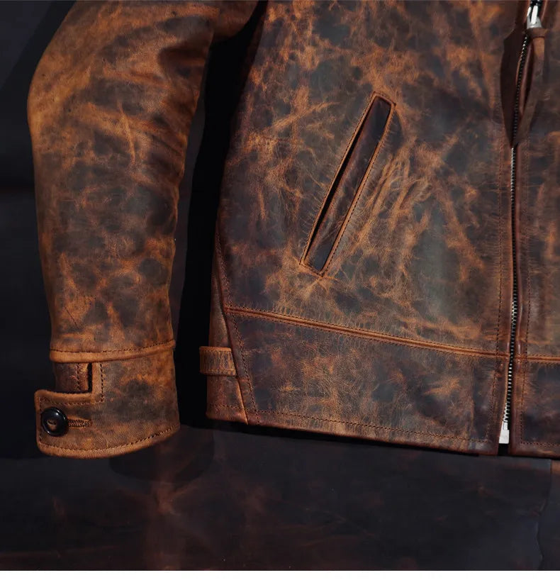Tailor Brando Heavyweight Italian Goatskin American Vintage Classic TWC716 Men's Genuine Leather Motorcycle Jacket Tailor Brando
