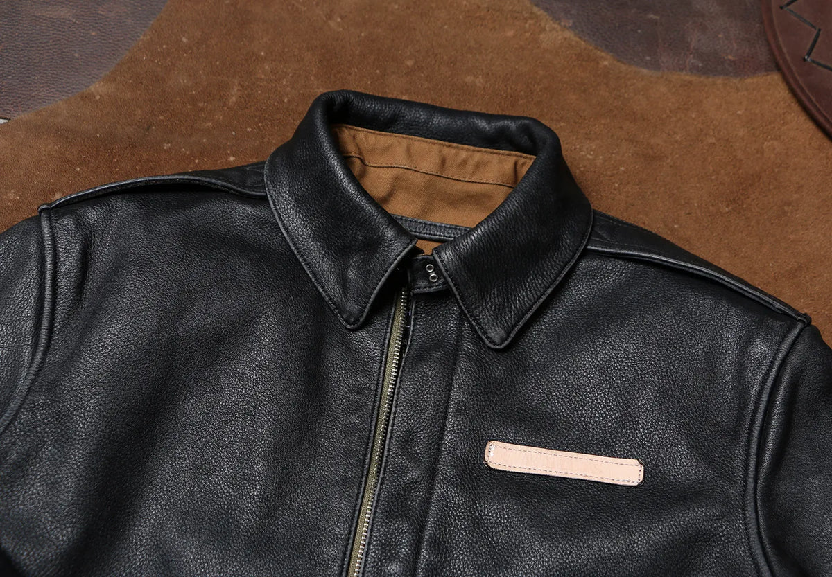 Tailor Brando 1.5mm Distressed Cowhide Men's Classic A-2 Vintage Aviator Genuine Leather Jacket Tailor Brando