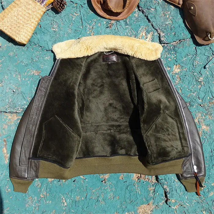 Tailor Brando Classic CWP-45P Oversize Men's Retro Sheep Shearling Genuine Leahter Aviator Jacket Tailor Brando